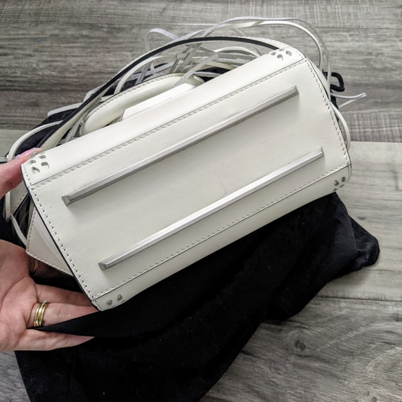 NWT Kendall & Kylie Leather Fringe Mini White Handbag Bag Purse $450 - Picture 5 of 7